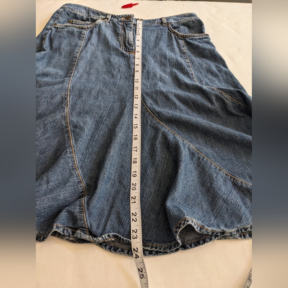 Jones New York Denim Skirt Paneled Fit Flare Boho sz 10 - Picture 4 of 7